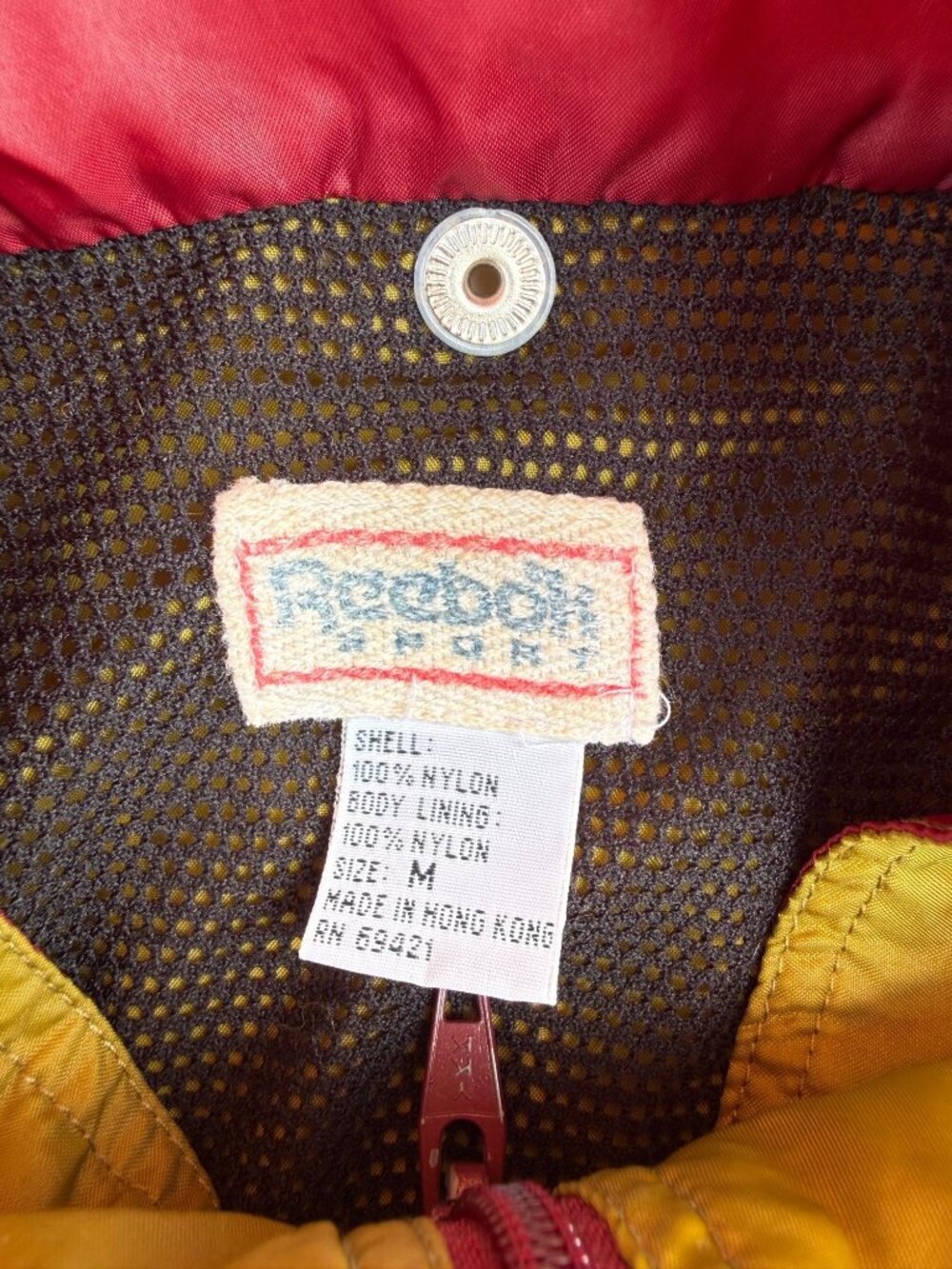Reebok Vintage Colorblock Nylon Windbreaker Jacket Red/Yellow/Black M - Picture 2 of 3